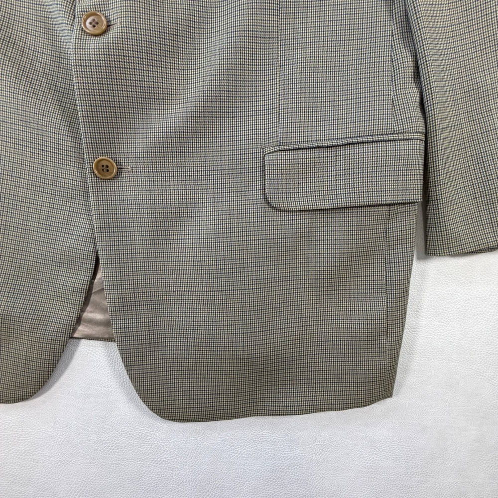 Brooks Brothers Mens 46R Blazer Made in Italy Worsted Wool Check Tan Sport Coat - Picture 11 of 16